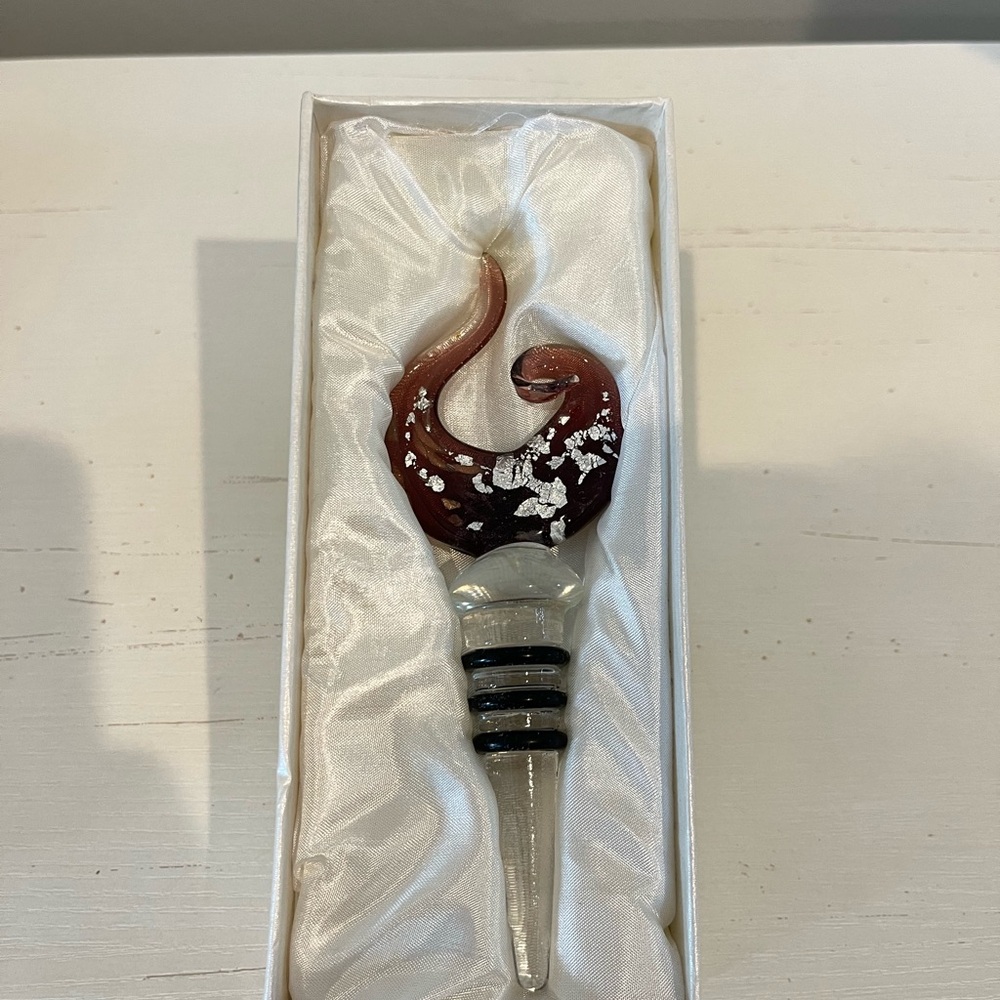 Murano Art Deco Collection Purple Glass Wine Stopper